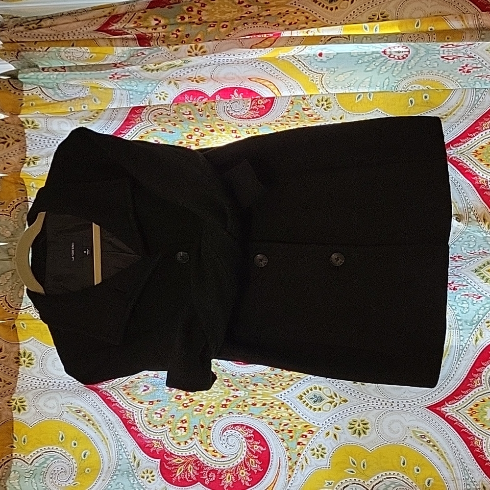 Land's End the perfect black wool pea coat